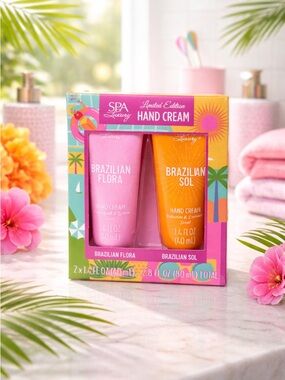 Spa Luxury Limited Edition Brazilian Flora & Sol Hand Cream Duo - Pink & Orange